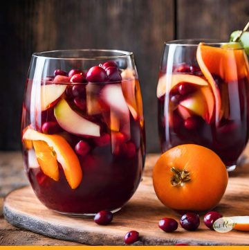 glasses of sangria on a table with text "alcohol free sangria"