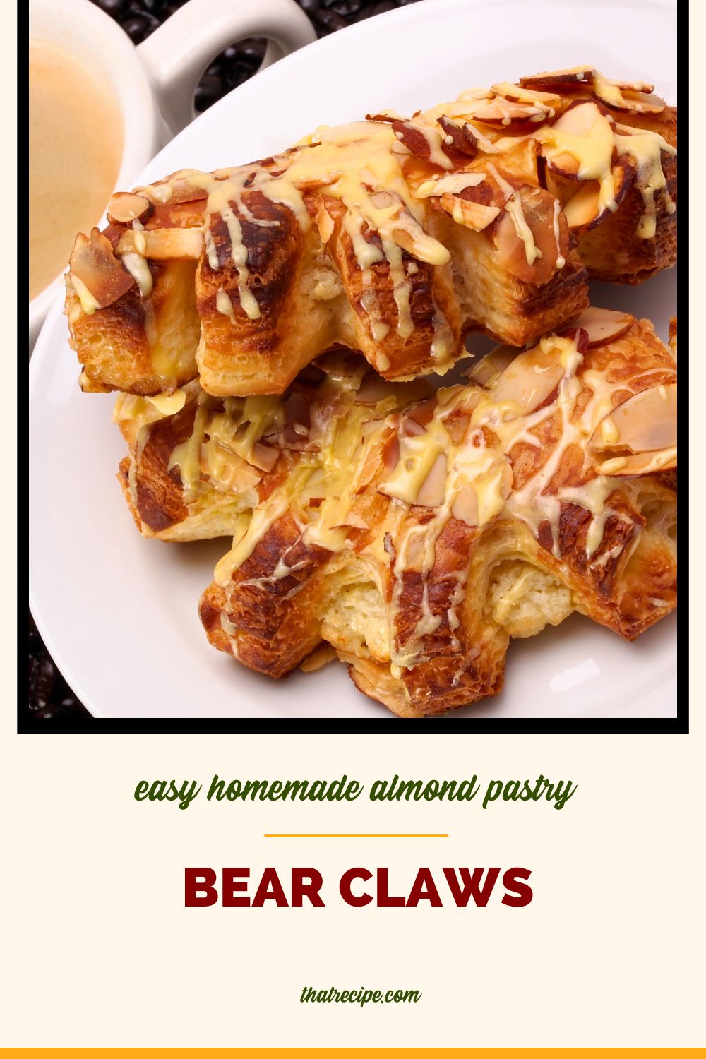 bear claw pastries on a plate
