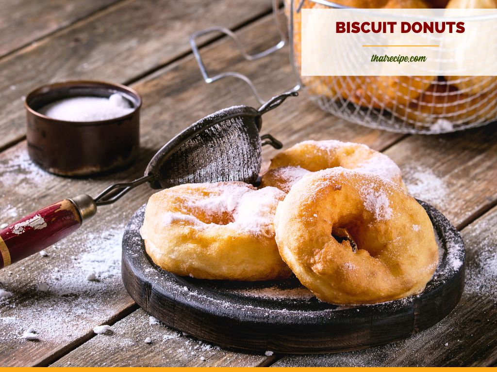 homemade donuts on a plate with powdered sugar
