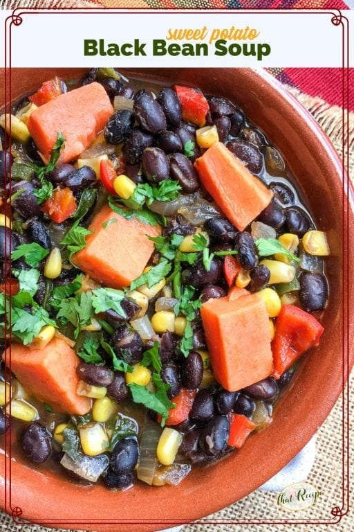bowl of black bean and sweet potato soup