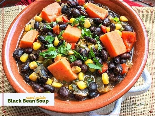 bowl of black bean and sweet potato soup