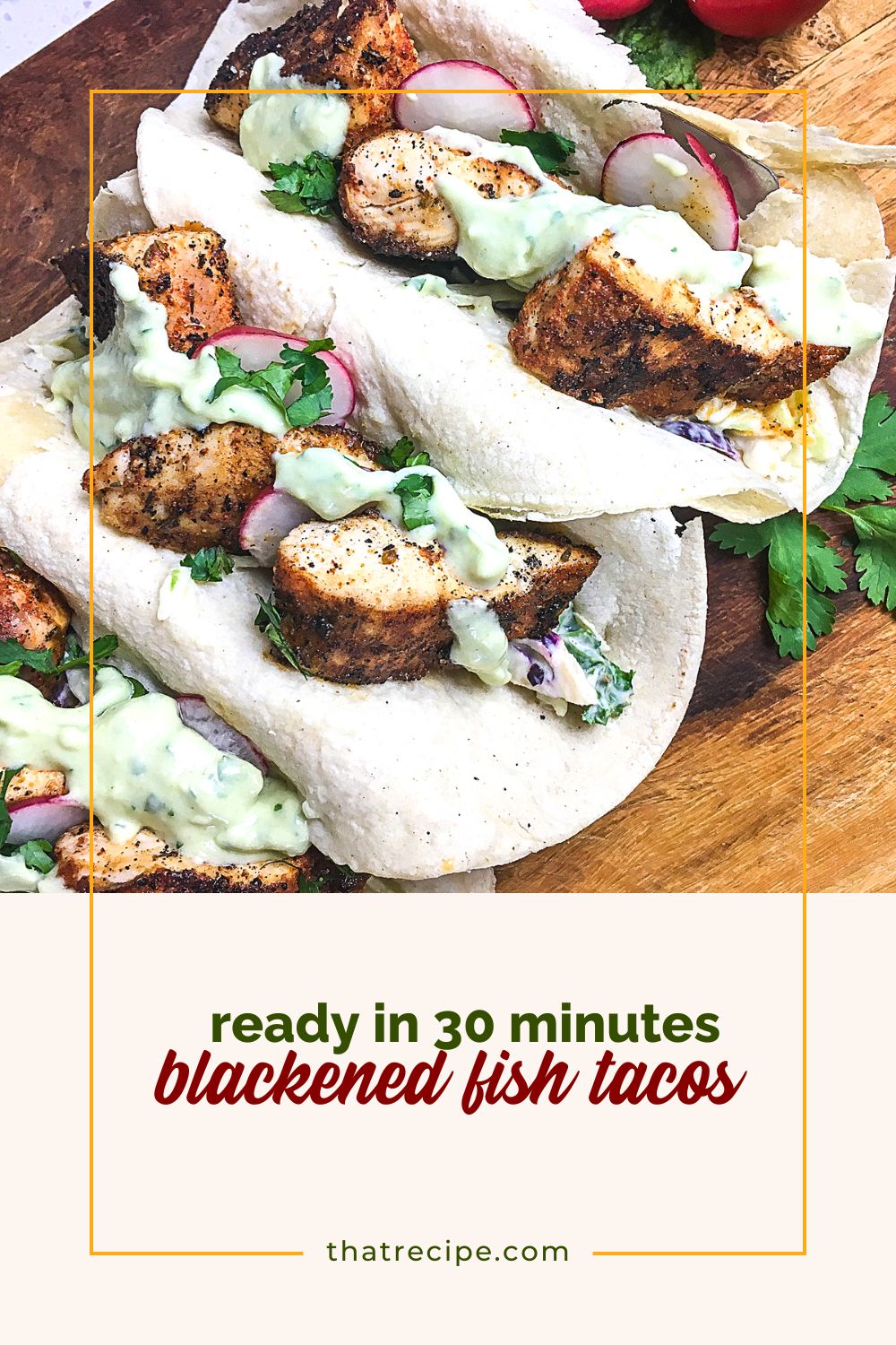 fish tacos with sauce and radish slices