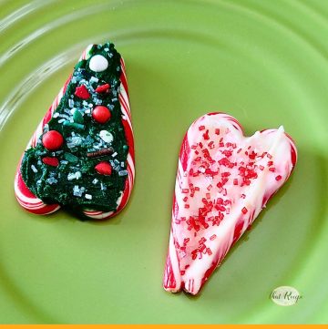 tree and heart made from mini candy canes and candy melts