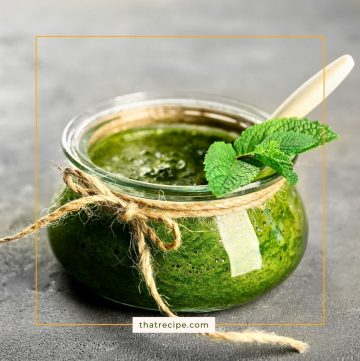 green sauce in a jar
