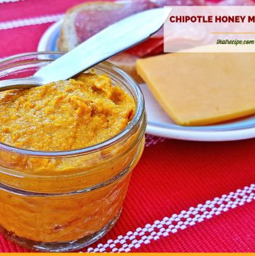 home made mustard in a jar with text overlay chipotle honey mustard