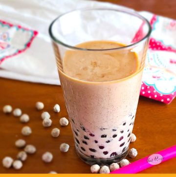 cup of cold brew coffee with boba pearls