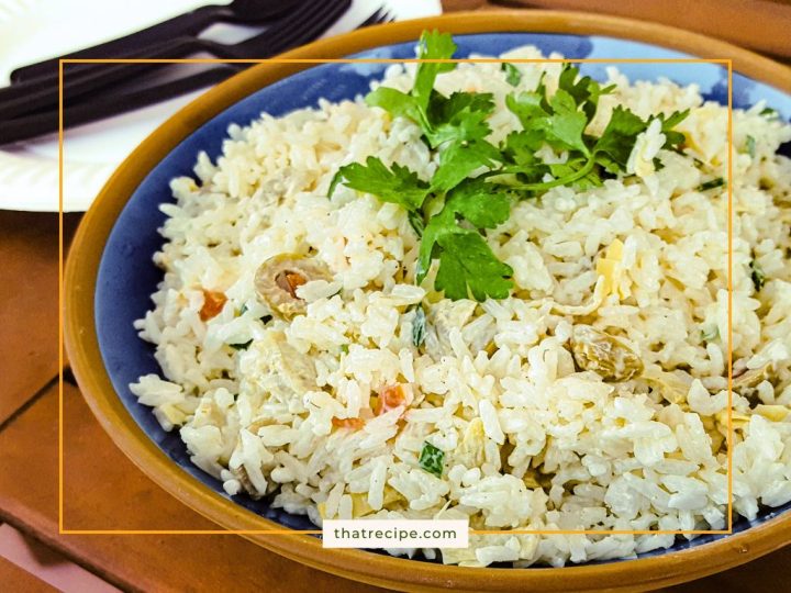 cold rice salad in a bowl