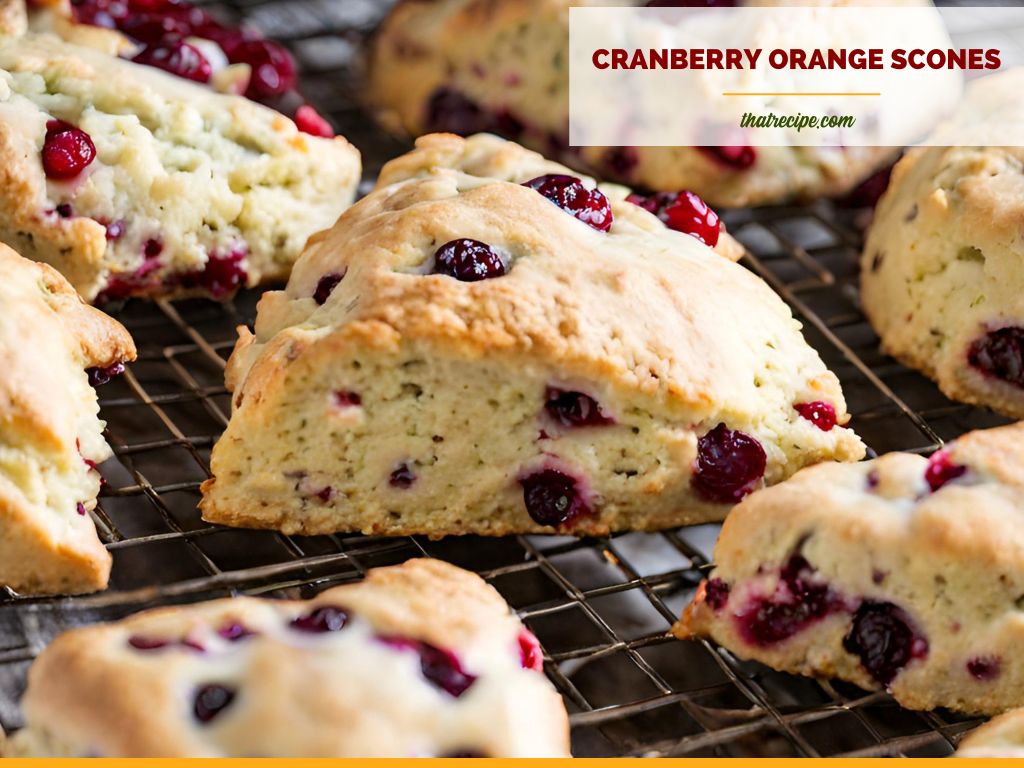 cranberry orange scones on a cooling rack