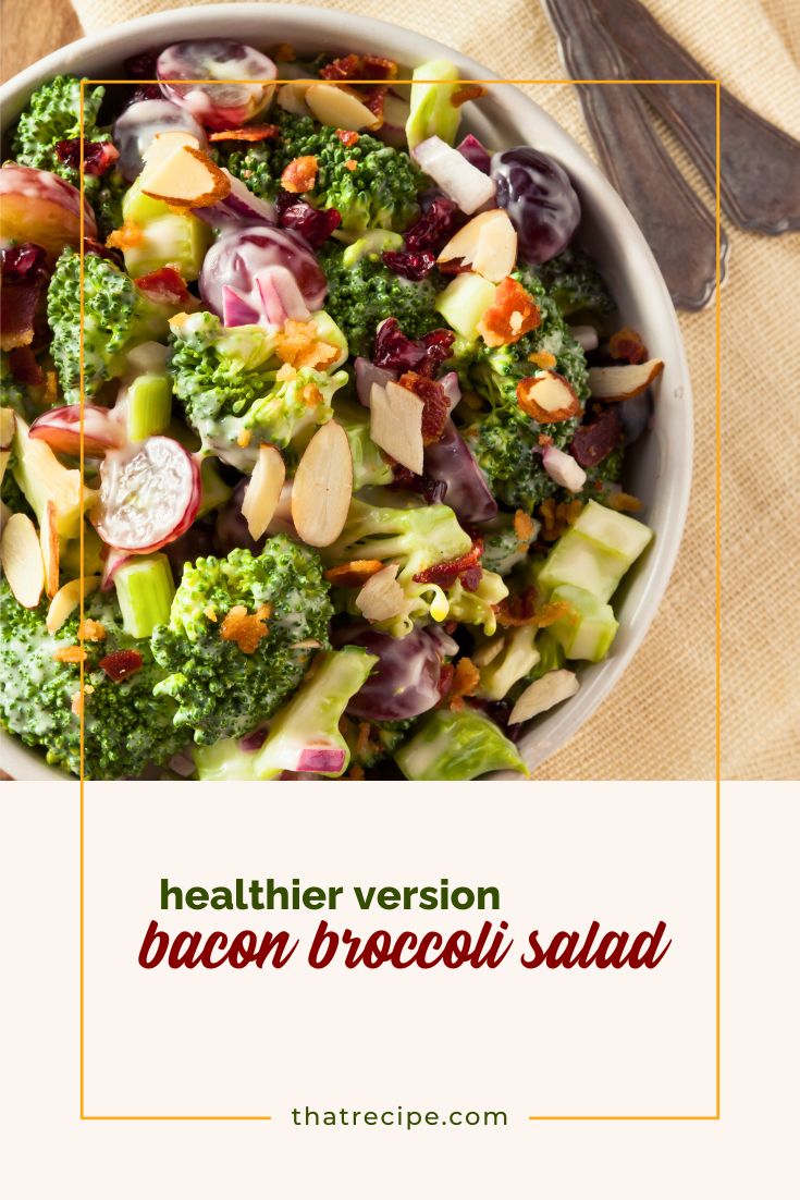 top down view of bacon and broccoli salad