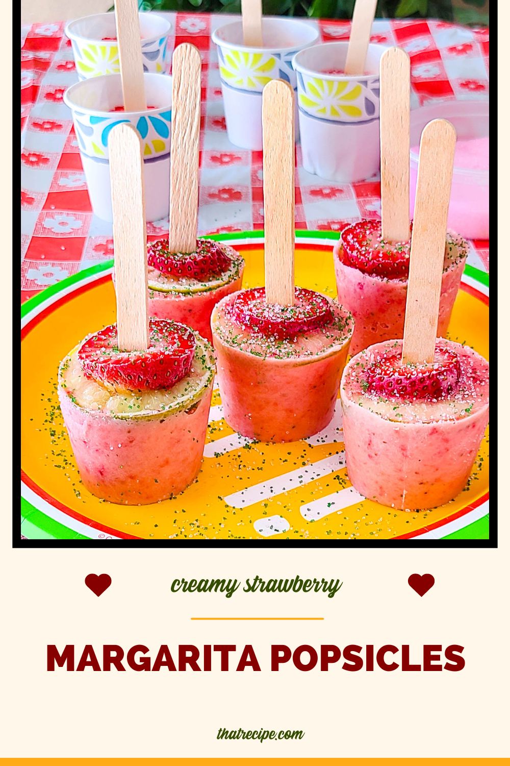 creamy strawberry margaritas on a plate