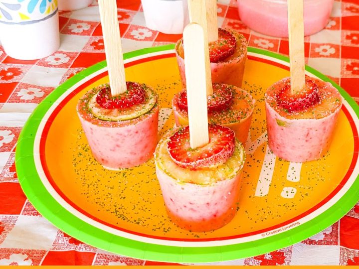 creamy strawberry margaritas on a plate