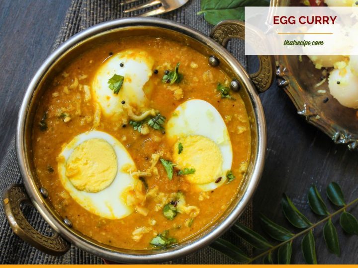 boiled egg halves in curry sauce