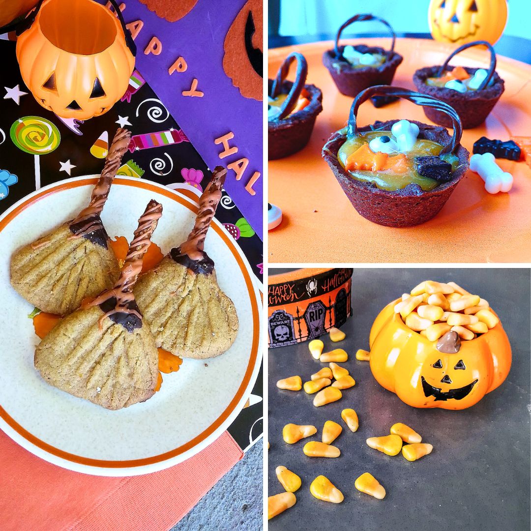 collage of halloween desserts