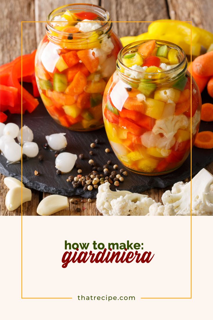 open jar of homemade giardiniera