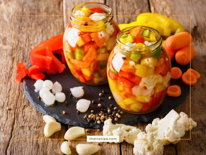 open jar of homemade giardiniera