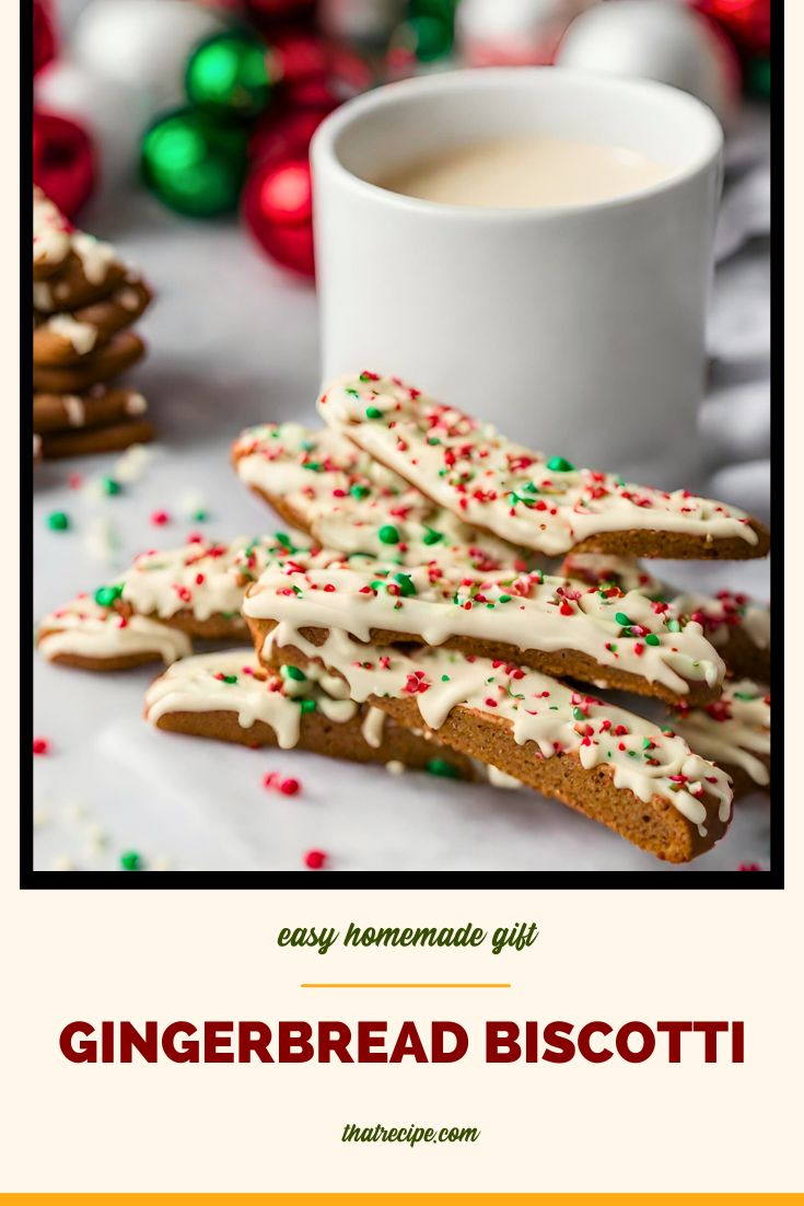 gingerbread biscotti on next to a cup of coffee