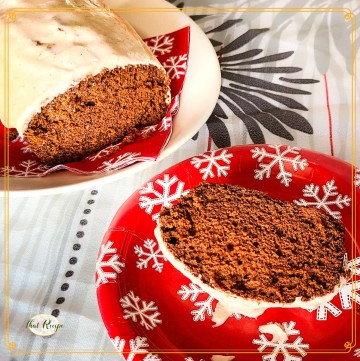 slice of iced gingerbread loaf cake