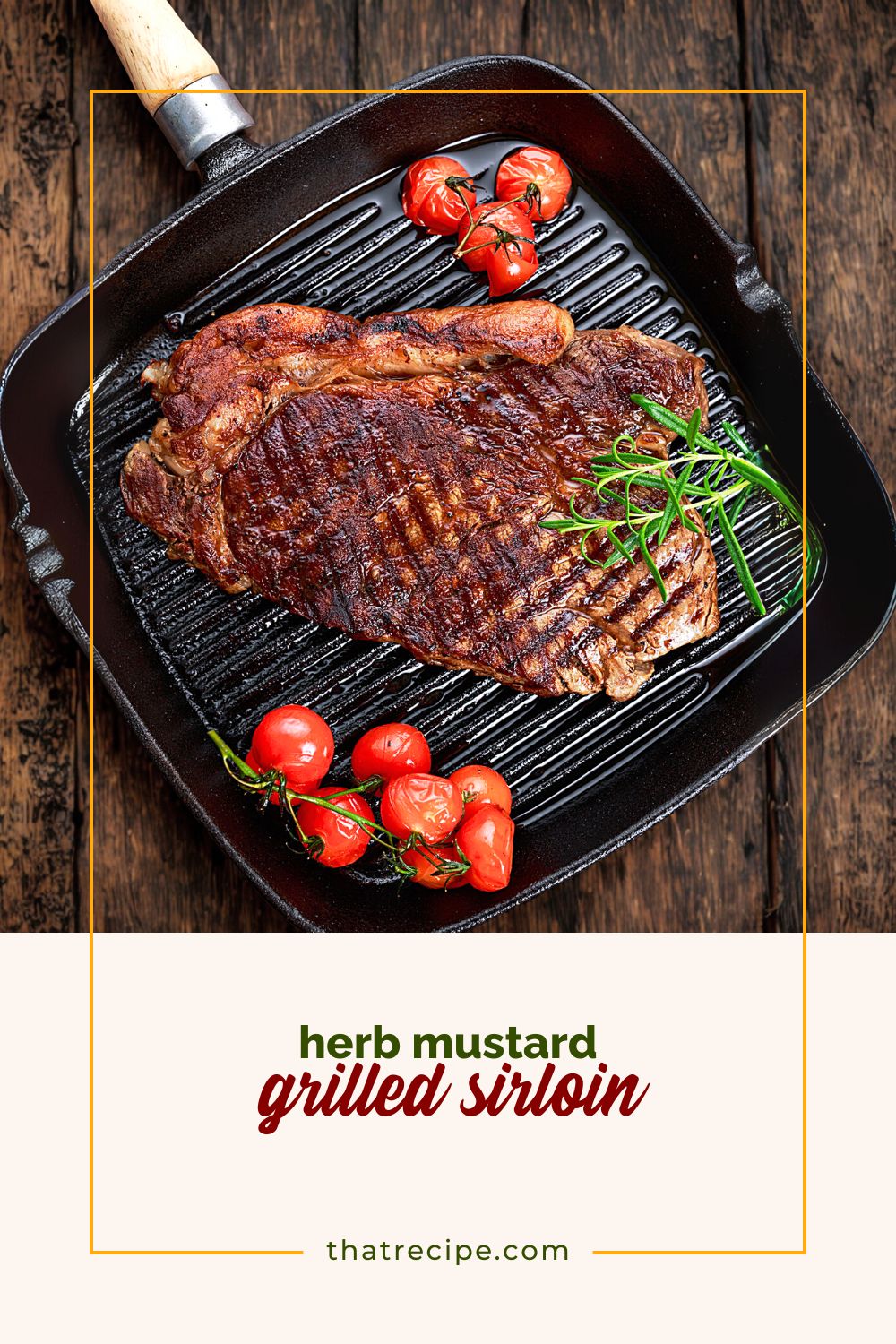 sirloin steak on a grill pan