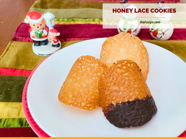 honey lace cookies on a plate
