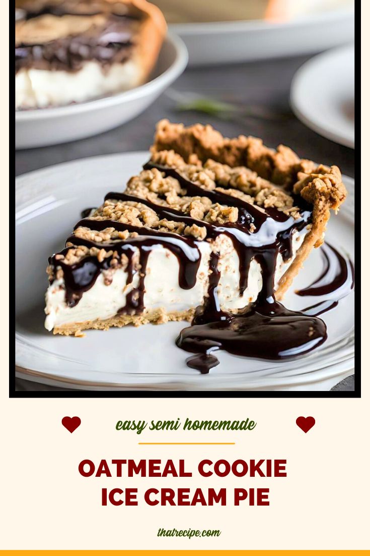 ice cream pie drizzled with dark chocolate