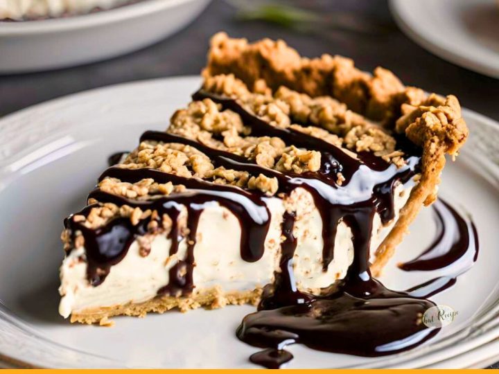 ice cream pie drizzled with dark chocolate
