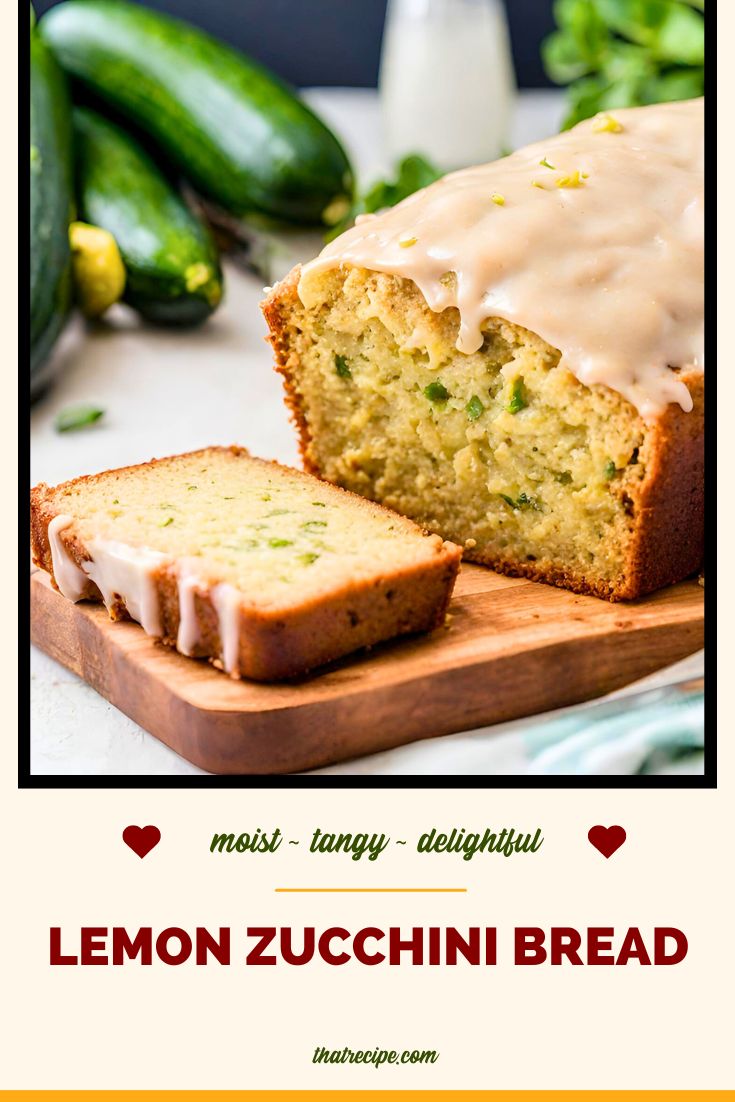glazed lemon zucchini bread on a cutting board