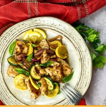 stir fry of chicken and vegetables on a plate