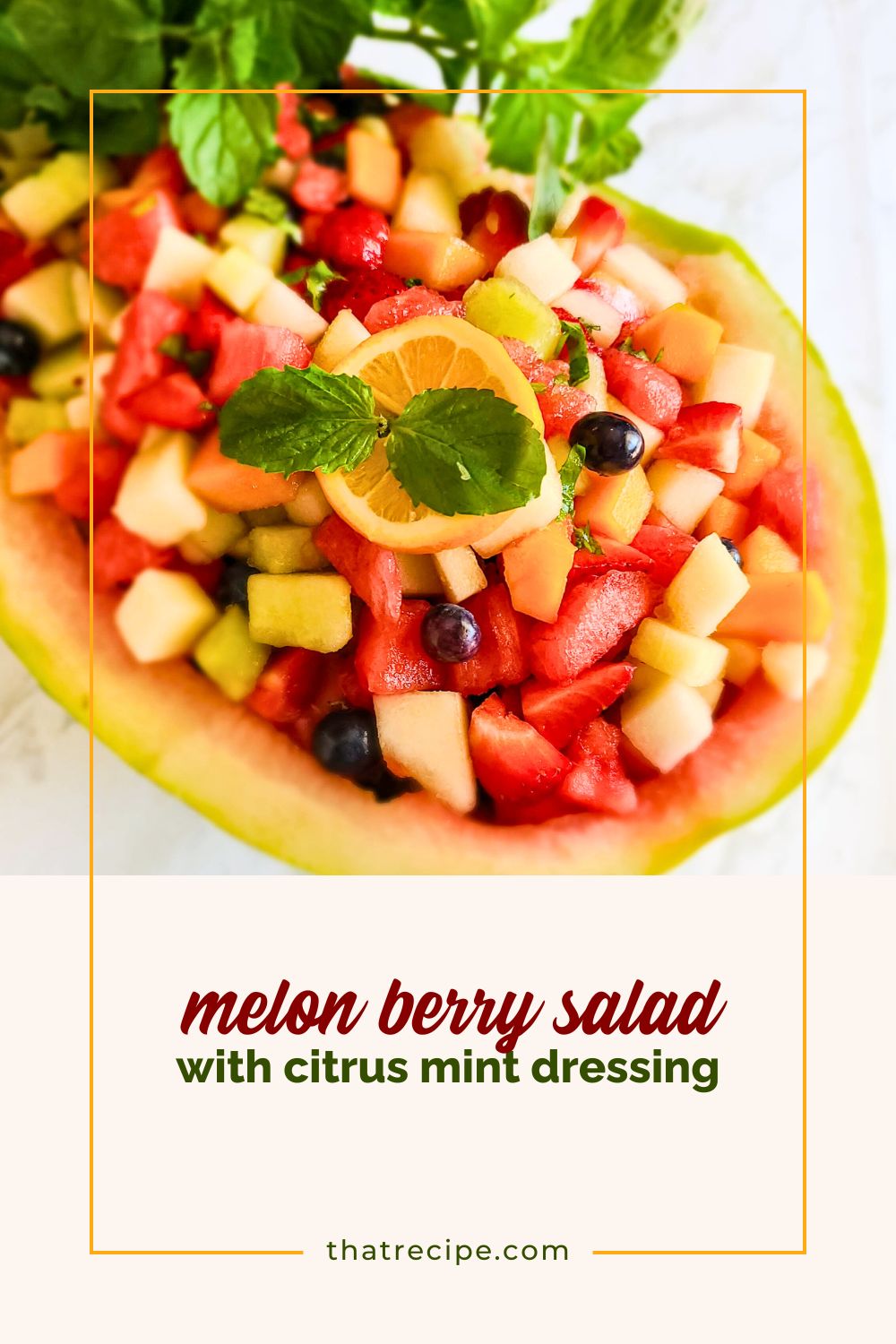 fruit salad in a watermelon rind bowl