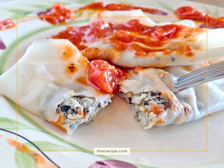 mushroom ravioli on a plate