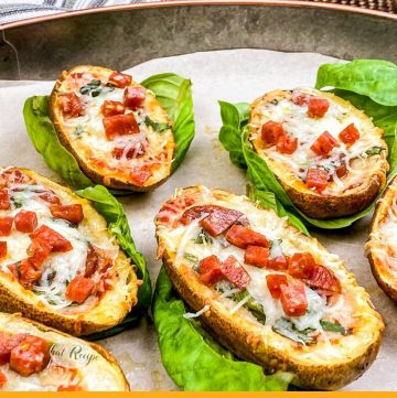 potato skins filled with pizza toppings