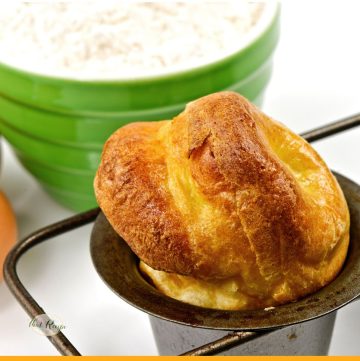 close up of popover in a pan