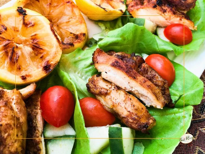 shawarma chicken lettuce wraps on a plate