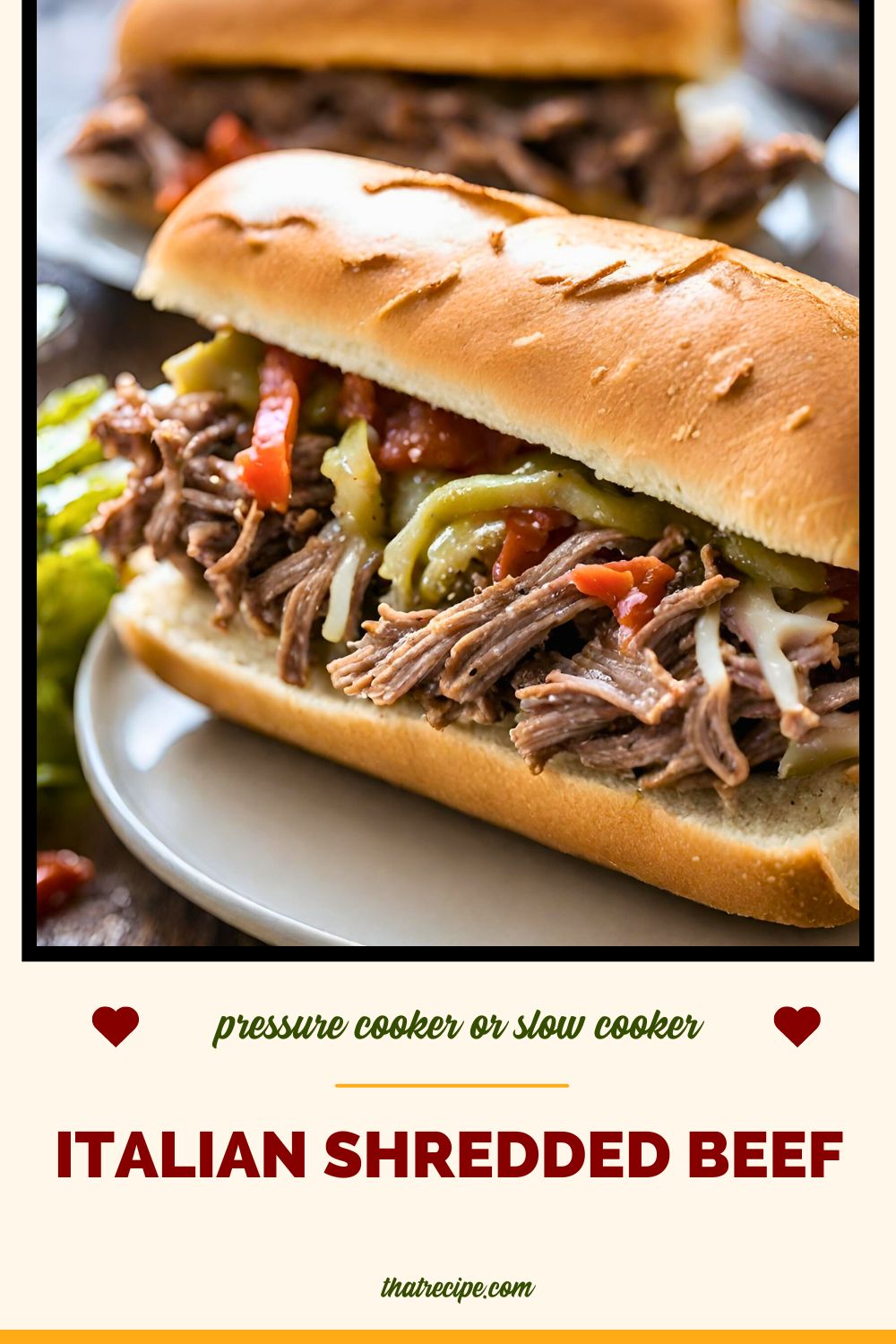Italian shredded beef sandwich