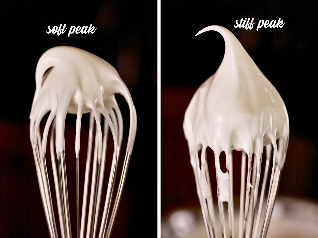 collage of soft peak versus stiff peak