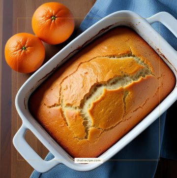 orange bread in a casserole dish