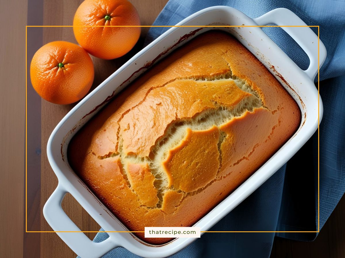 orange bread in a casserole dish