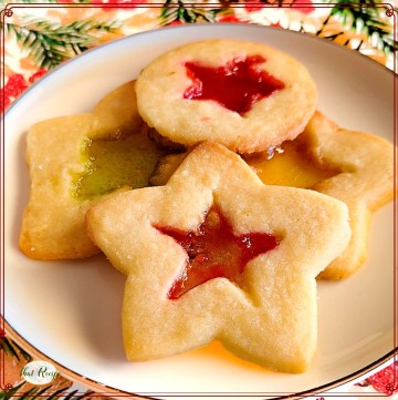 stained glass window Christmas Cookies on a plate