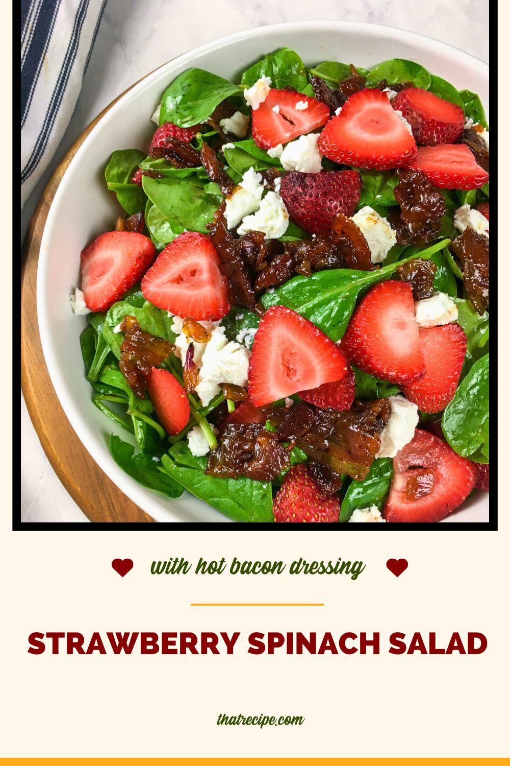 strawberry spinach salad in a bowl