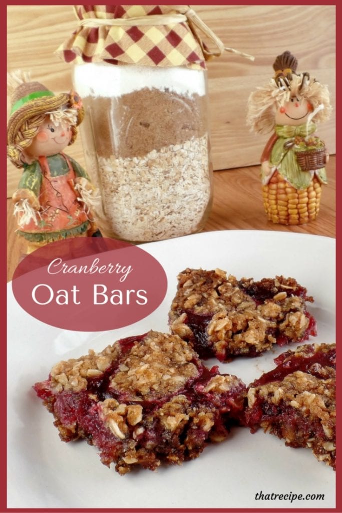 Cranberry Oat Cookie Bars - crispy oatmeal cookie with a tangy sweet layer of cranberry sauce.
