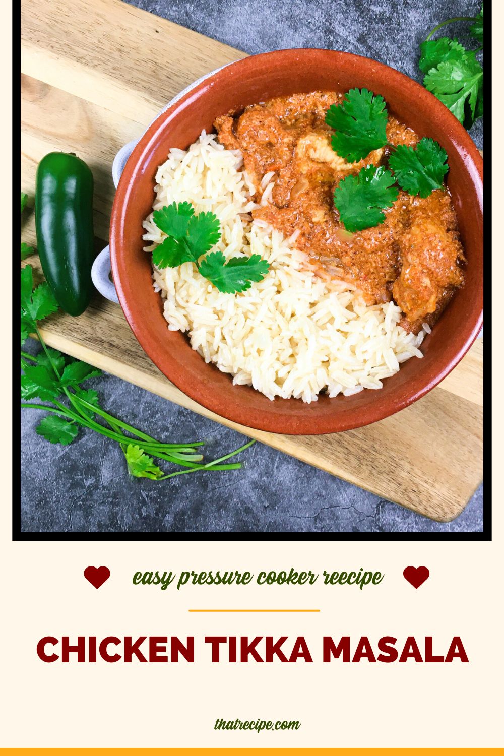 bowl with chicken tikka masala and rice