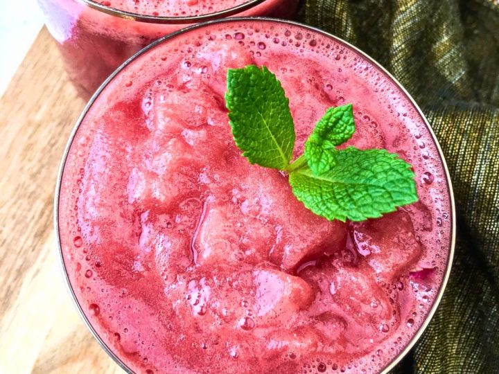 top down view of watermelon slushie