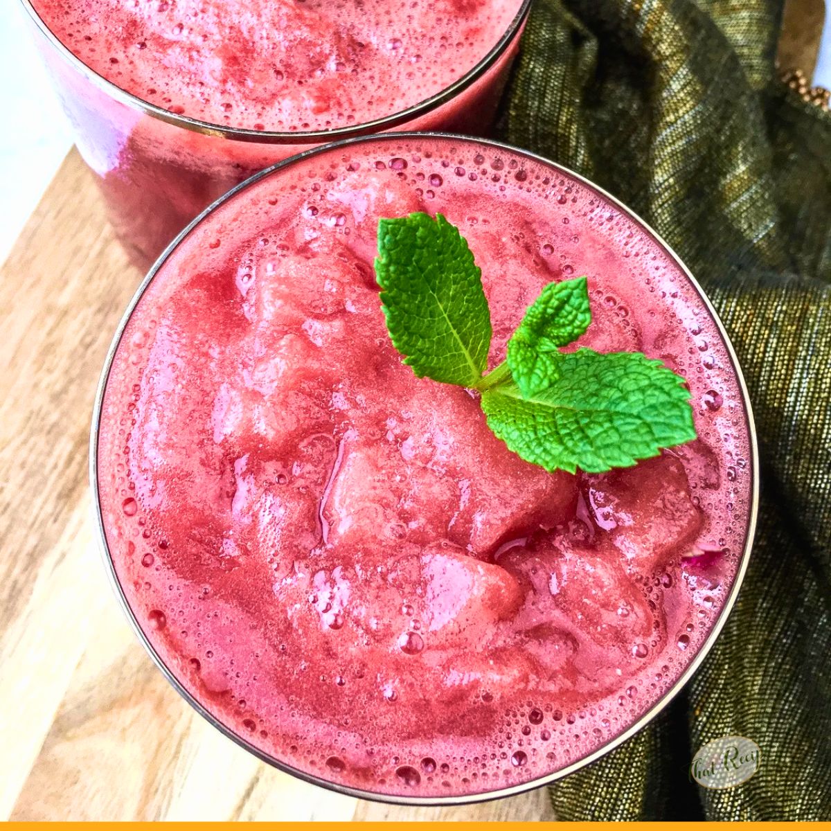 top down view of watermelon slushie