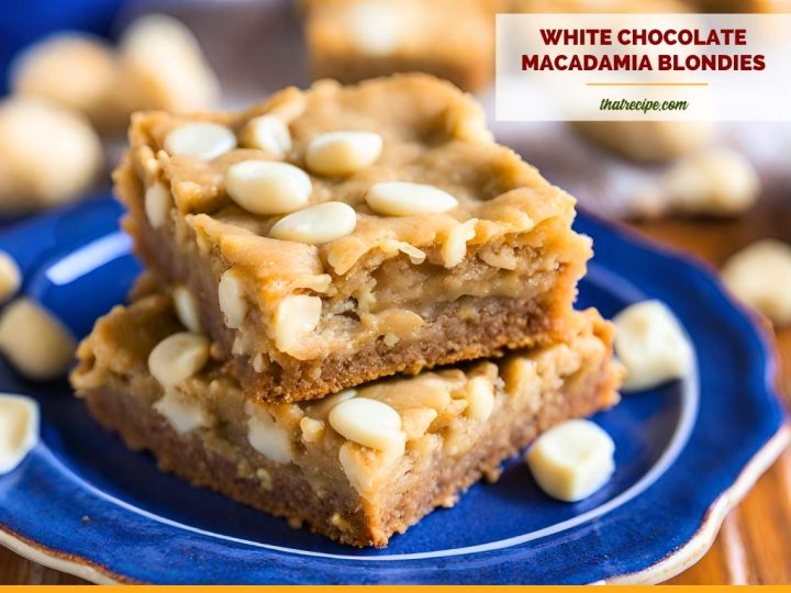 white chocolate macadamia blondies on a plate