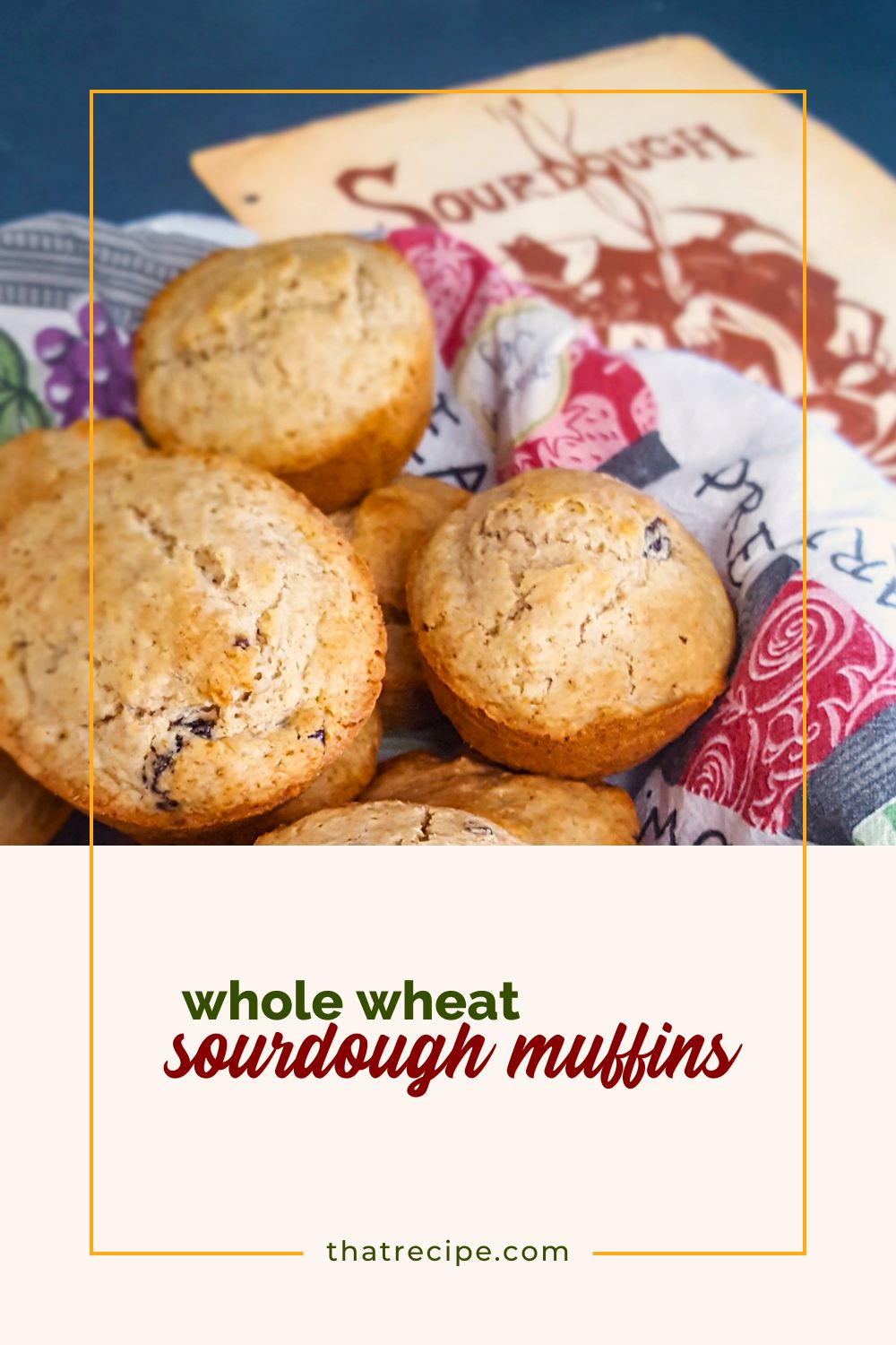 whole wheat sourdough muffins in a basket
