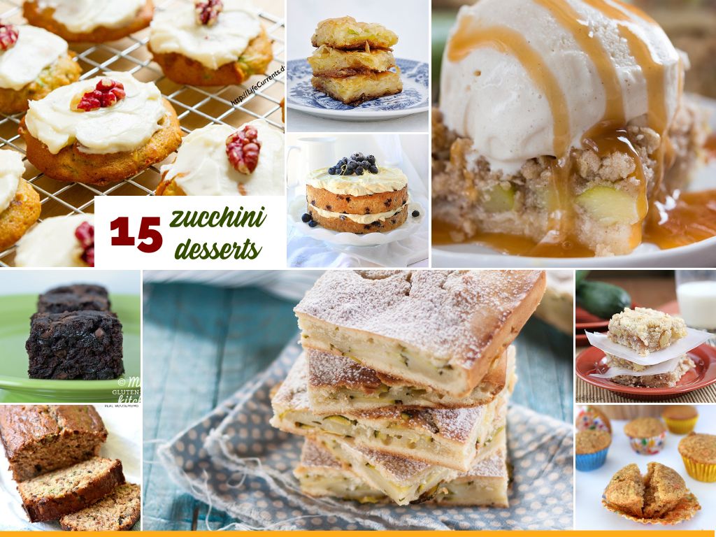 collage of zucchini desserts