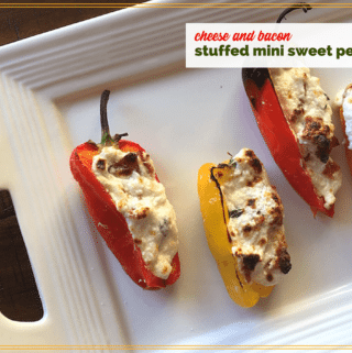 cheese and bacon stuffed mini peppers on a plate