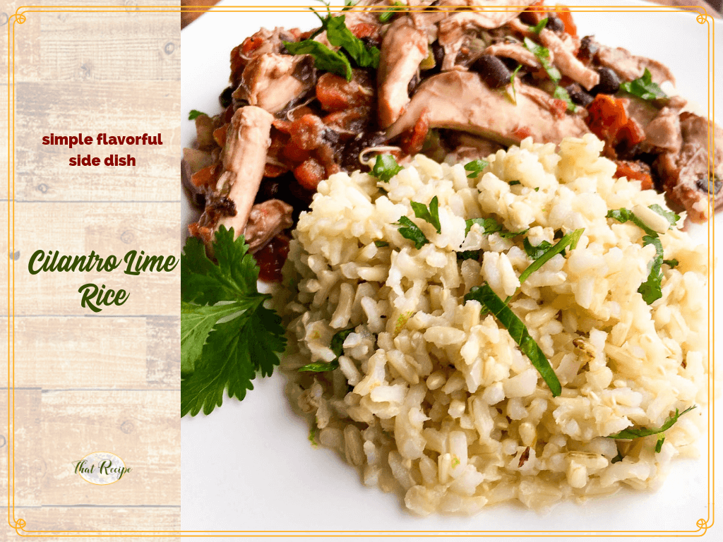 Cilantro lime rice on a plate with Mexican Chicken