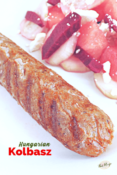 Hungarian pork sausage on a plate